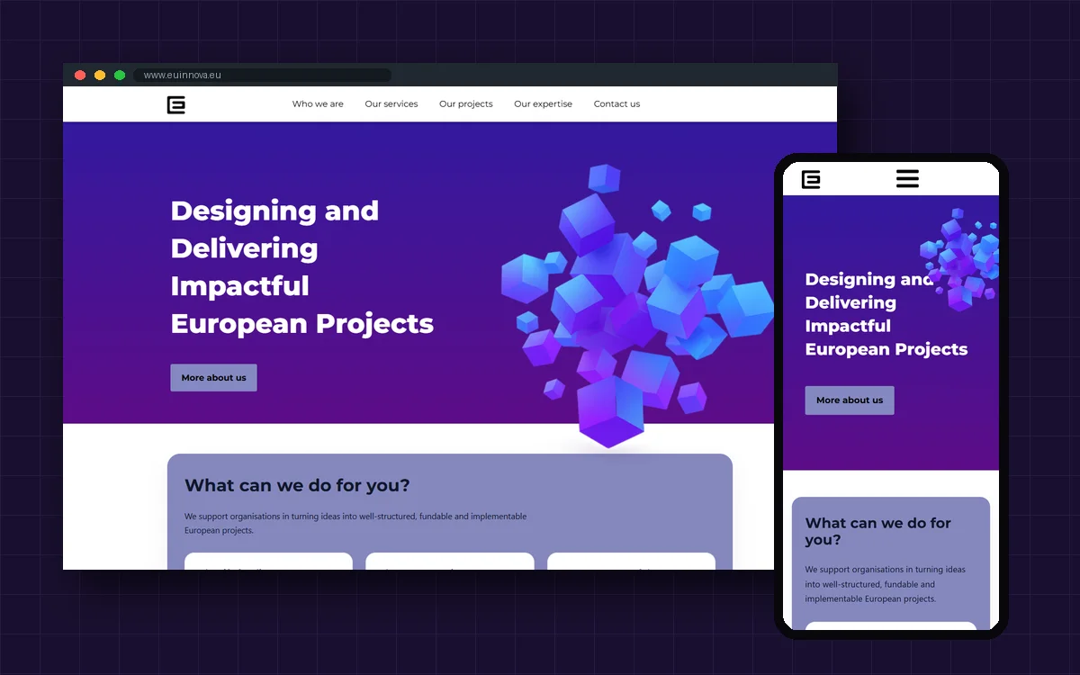 EUInnova – Sito web · Progettazione europea | Web design di Paolo Luccini